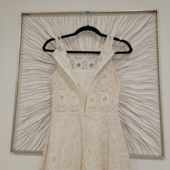 BB Dakota Fit and Flare Lace Crochet Sleeveless Mini Skater Dress Ivory Size 0 - Picture 12 of 14